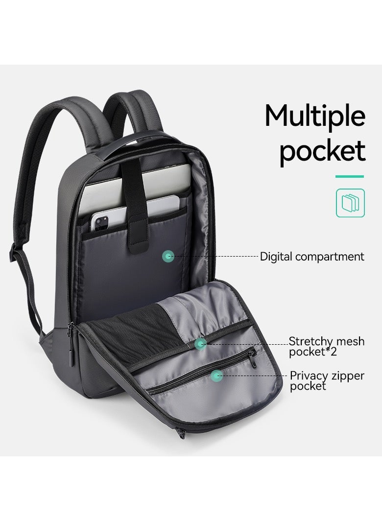 Mark Ryden MR2408  Black Lightweight Laptop Backpack 15.6 Inch Water Resistant Commuter Bag with YKK Zipper Anti Theft Pocket Breathable Shoulder Straps Oxford Fabric Stylish Urban Travel Backpack - Image 4