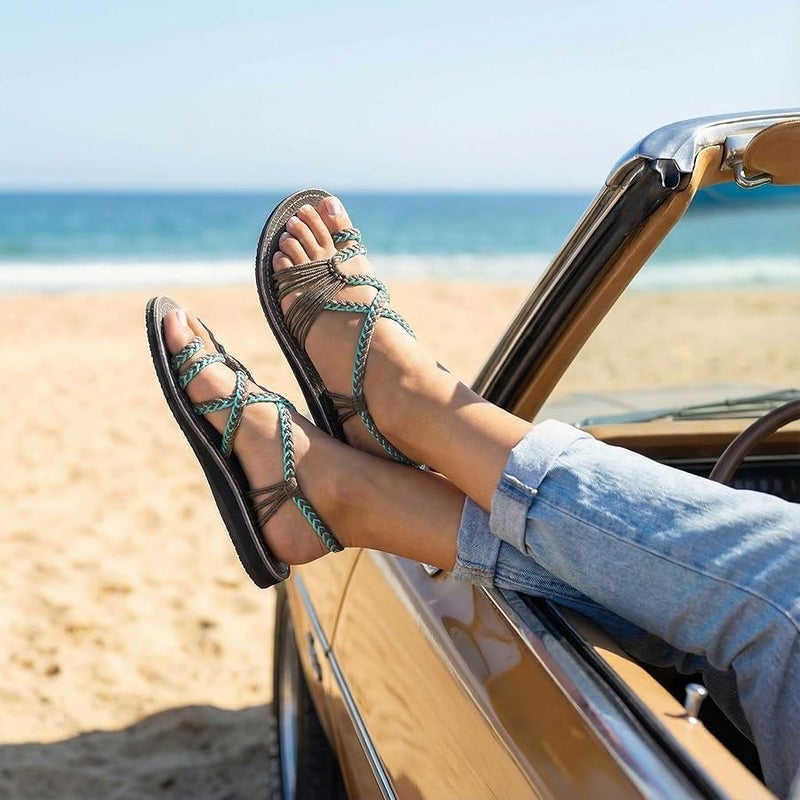 Plaka Flat Sandals for Women Palm Leaf - Image 5