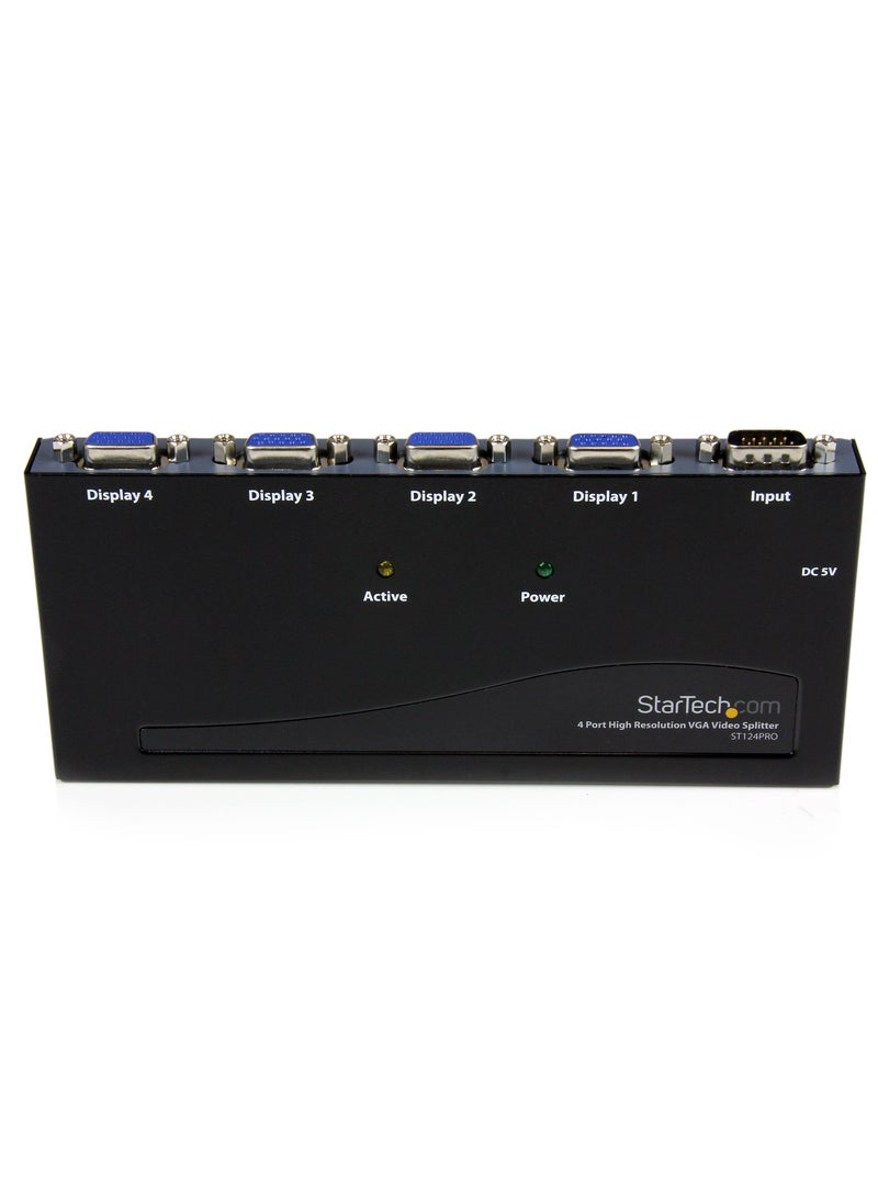 Startech.com StarTech.com 4-Port VGA Video Splitter - 300 MHz- VGA Splitter - 4 port - 2048x1536 , TAA @ 80Hz (ST124PRO)  - Image 2
