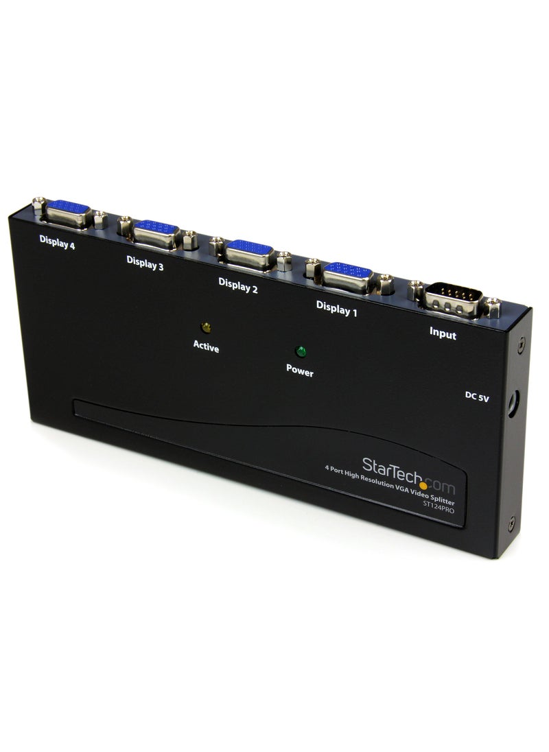 Startech.com StarTech.com 4-Port VGA Video Splitter - 300 MHz- VGA Splitter - 4 port - 2048x1536 , TAA @ 80Hz (ST124PRO)  - Image 1
