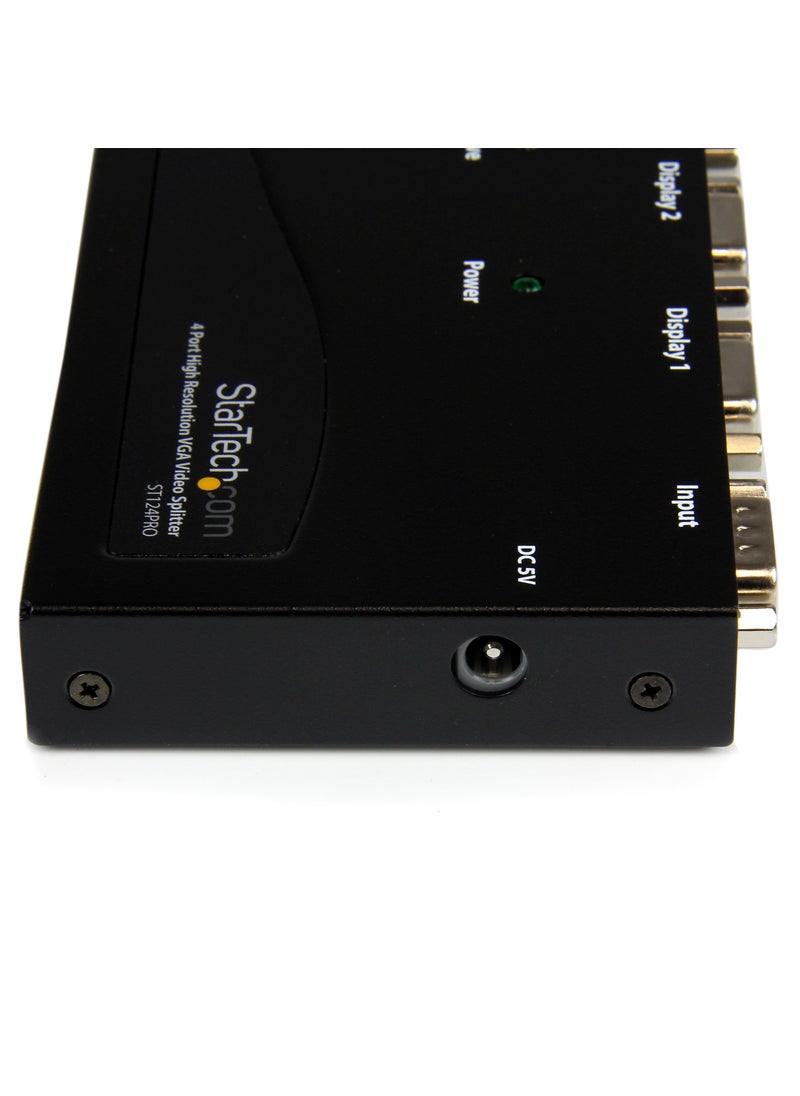 Startech.com StarTech.com 4-Port VGA Video Splitter - 300 MHz- VGA Splitter - 4 port - 2048x1536 , TAA @ 80Hz (ST124PRO)  - Image 3
