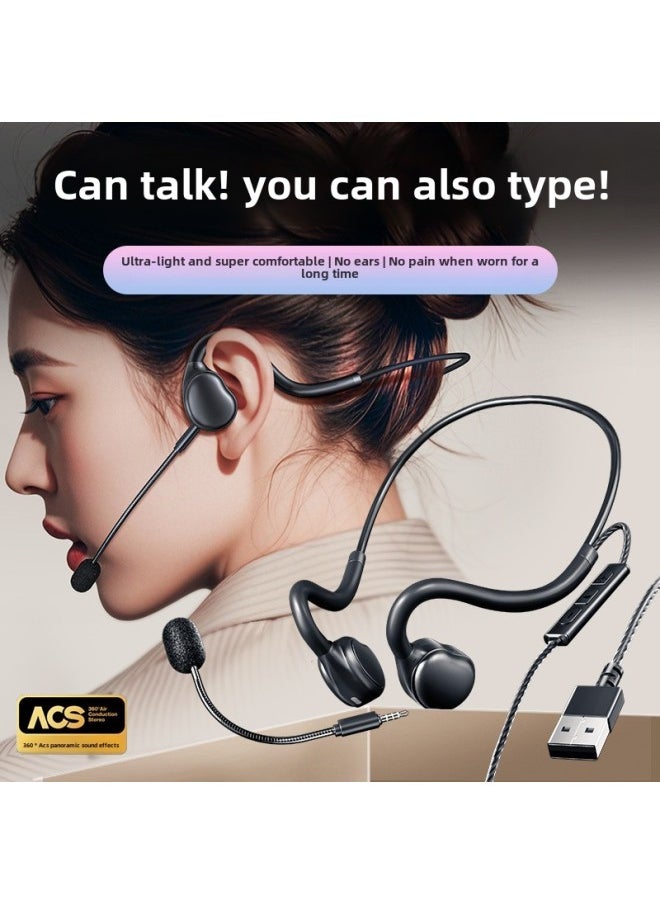 Generic - Customer Service Operator Special Headset Desktop Computer Office Conference Telephone Outcall Headset Noise Reduction Headset-Color:【 2m 】ios Apple Flat Head Interface/applicable To Apple Flat Connector - Image 1