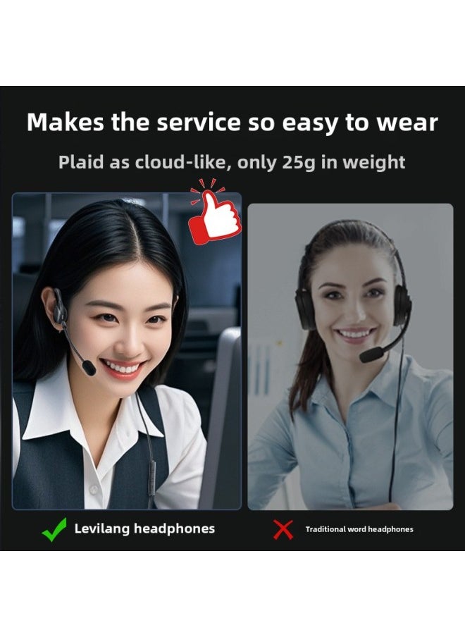 Generic - Customer Service Operator Special Headset Desktop Computer Office Conference Telephone Outcall Headset Noise Reduction Headset-Color:【 2m 】ios Apple Flat Head Interface/applicable To Apple Flat Connector - Image 1