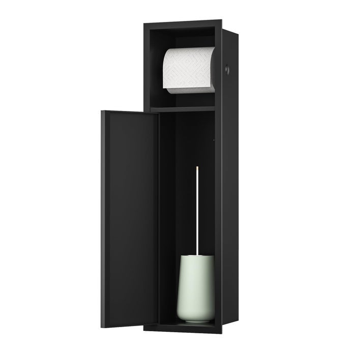 TOILET PAPER HOLDER OVERMOUNTED TOILET ROLL HOLDER WCABINET FOR BATHROOM REMODEL 304 STAINLESS STEEL TISSUE PAPER HOLDER WITH DISPENSER MATTE BLACK