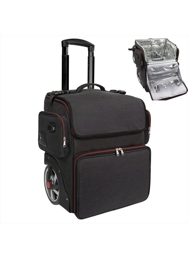 OCHEAL Large Makeup Train Case,Cosmetic Makeup Case for Hairstylist, Hairdresser Bag with Detachable Pouch,Heat Insulation and Anti-scalding Full layer for Hairdressing Tool Organizer Trolley with wheels  - Image 1