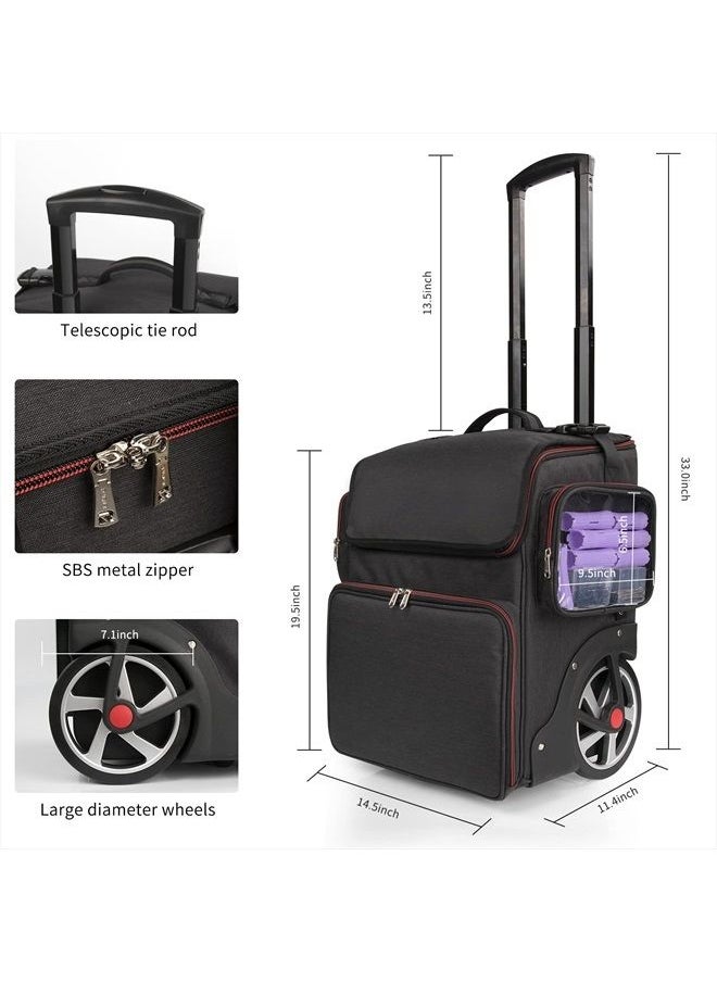 OCHEAL Large Makeup Train Case,Cosmetic Makeup Case for Hairstylist, Hairdresser Bag with Detachable Pouch,Heat Insulation and Anti-scalding Full layer for Hairdressing Tool Organizer Trolley with wheels  - Image 5