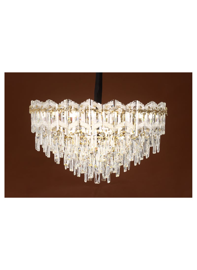 Kandil Egypt 70 Cm Round Chandelier With A Striped Crystal Crown, Code 5745, With Solitaire Gold Crystals 