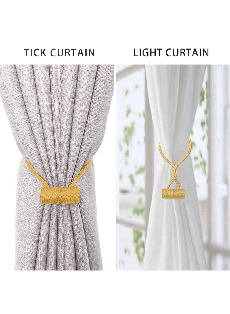 Curtain Tiebacks Clips VS Strong Magnetic Tie Band Home Office Decorative Drapes Weave Holdbacks Holders European for Blackout Sheer Window Treatment (2PCS, Gold Bright) - Image 3