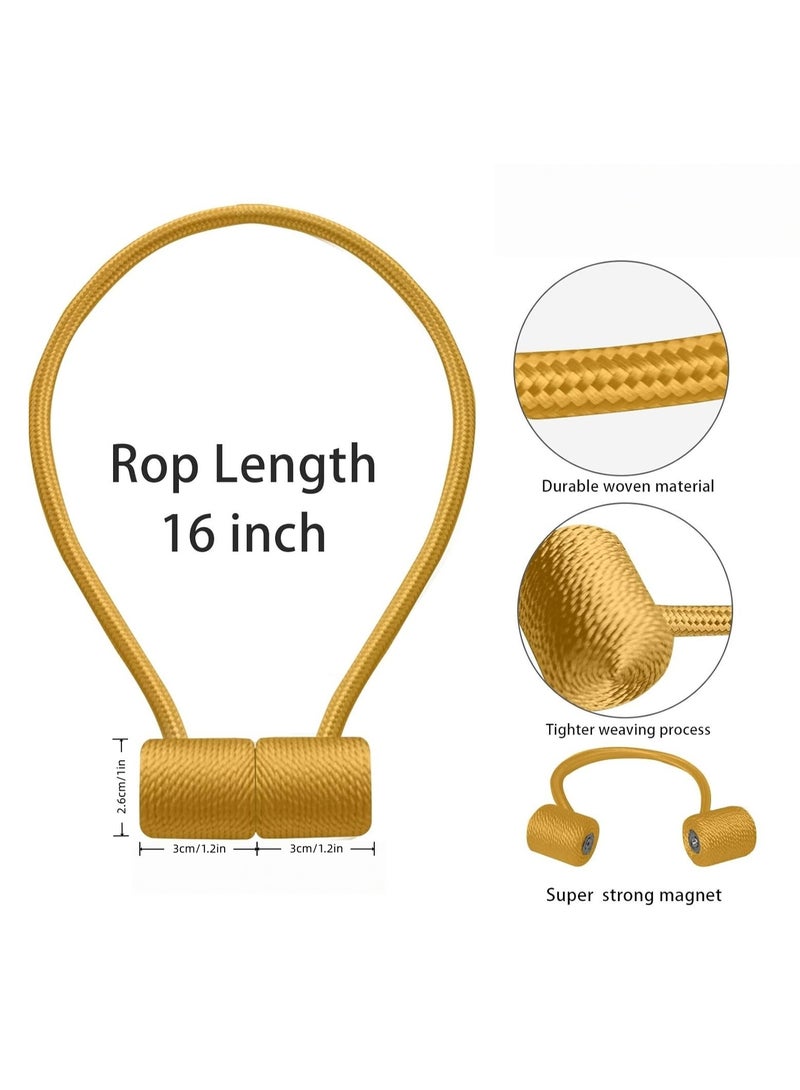 Curtain Tiebacks Clips VS Strong Magnetic Tie Band Home Office Decorative Drapes Weave Holdbacks Holders European for Blackout Sheer Window Treatment (2PCS, Gold Bright) - Image 2