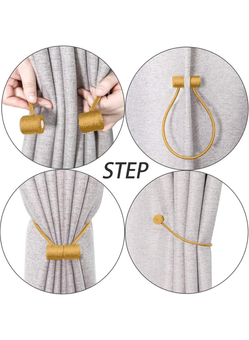 Curtain Tiebacks Clips VS Strong Magnetic Tie Band Home Office Decorative Drapes Weave Holdbacks Holders European for Blackout Sheer Window Treatment (2PCS, Gold Bright) - Image 4