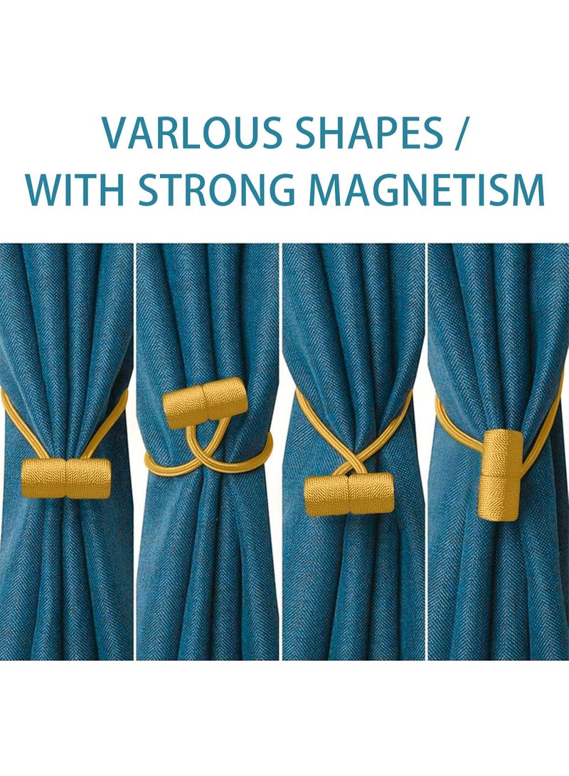 Curtain Tiebacks Clips VS Strong Magnetic Tie Band Home Office Decorative Drapes Weave Holdbacks Holders European for Blackout Sheer Window Treatment (2PCS, Gold Bright) - Image 5