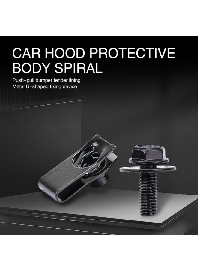 20 PCS Automotive Body Bolt and U-nut Clamp Kit, Hood Guard Spiral, Bumper Fender Liner Push Pull Metal Rust-Resistant U Retainer, Universal for Most Cars Fastening Accessories - Image 5