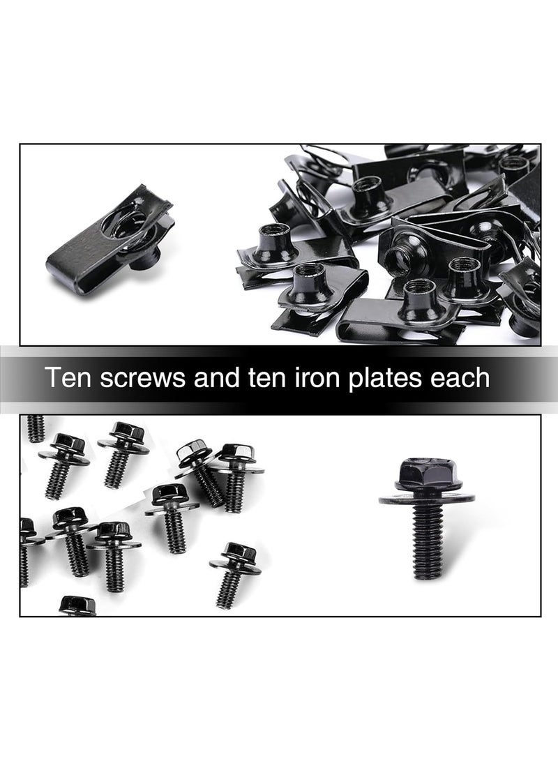 20 PCS Automotive Body Bolt and U-nut Clamp Kit, Hood Guard Spiral, Bumper Fender Liner Push Pull Metal Rust-Resistant U Retainer, Universal for Most Cars Fastening Accessories - Image 4