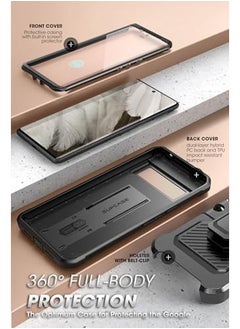 SupCase For Google Pixel 8A Case With Stand And Belt Clip Unicorn Beetle Pro Built In Screen Protector Military Grade Protection Heavy Duty Rugged Kickstand Phone Case For Pixel 8A Black  - Image 4