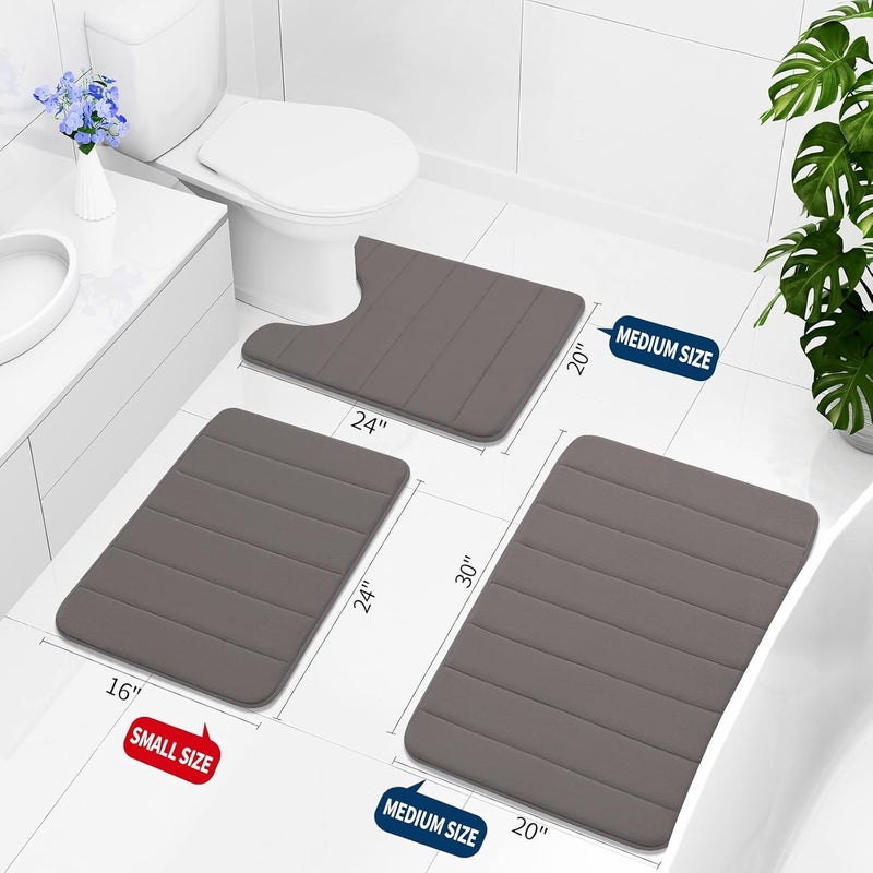 Buganda Memory Foam Bath Mat, 24" x 16", Ultra Soft and Non-Slip Bathroom Rugs, Water Absorbent and Machine Washable Bath Rug for Bathroom, Shower, and Tub, Taupe - Image 3
