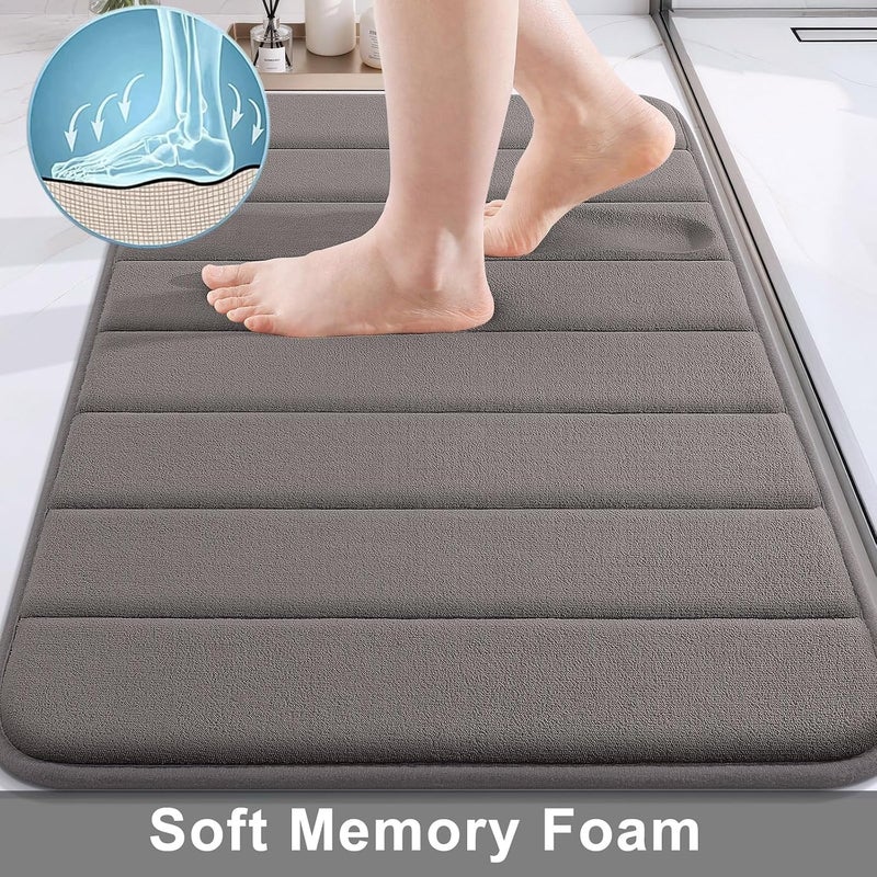 Buganda Memory Foam Bath Mat, 24" x 16", Ultra Soft and Non-Slip Bathroom Rugs, Water Absorbent and Machine Washable Bath Rug for Bathroom, Shower, and Tub, Taupe - Image 4
