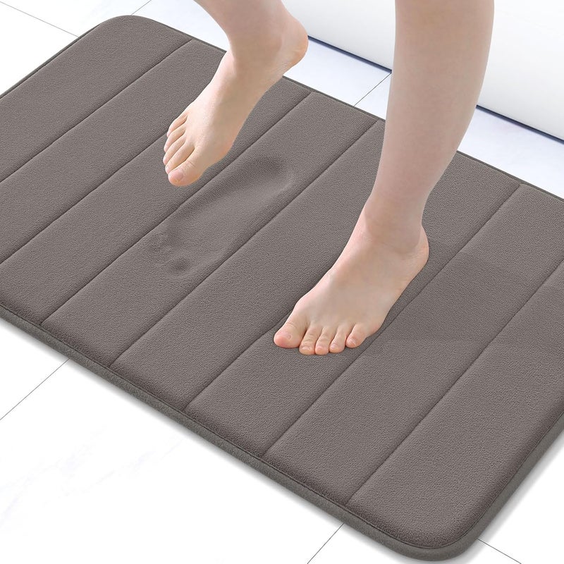 Buganda Memory Foam Bath Mat, 24" x 16", Ultra Soft and Non-Slip Bathroom Rugs, Water Absorbent and Machine Washable Bath Rug for Bathroom, Shower, and Tub, Taupe - Image 1