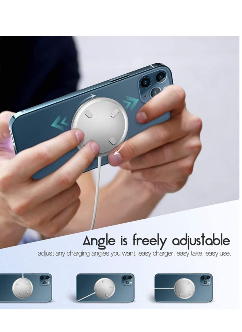 Magnetic Wireless Charger,15W Wireless Charging Pad with USB-C 20W PD Adapter, Compatible with MagSafe Charger for iPhone 14/14 Pro/14 Plus/14 Pro Max/iPhone 13/13 Mini/13Pro max,Silver