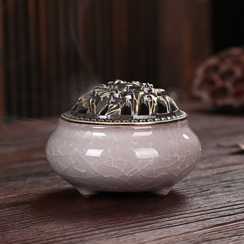 Incense Burner: 6 Inch Ceramic Craftsmanship - Elegant Classical Furnishings for Home Decor Stress Relief - Image 1