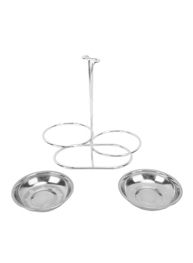 Vertical Soup Ladle Holder Spoon Rest Stainless Steel Easy Access Cooking Utensils Stand for Kitchen Cookware Hot Pot Silver with 2 Plate - Image 1