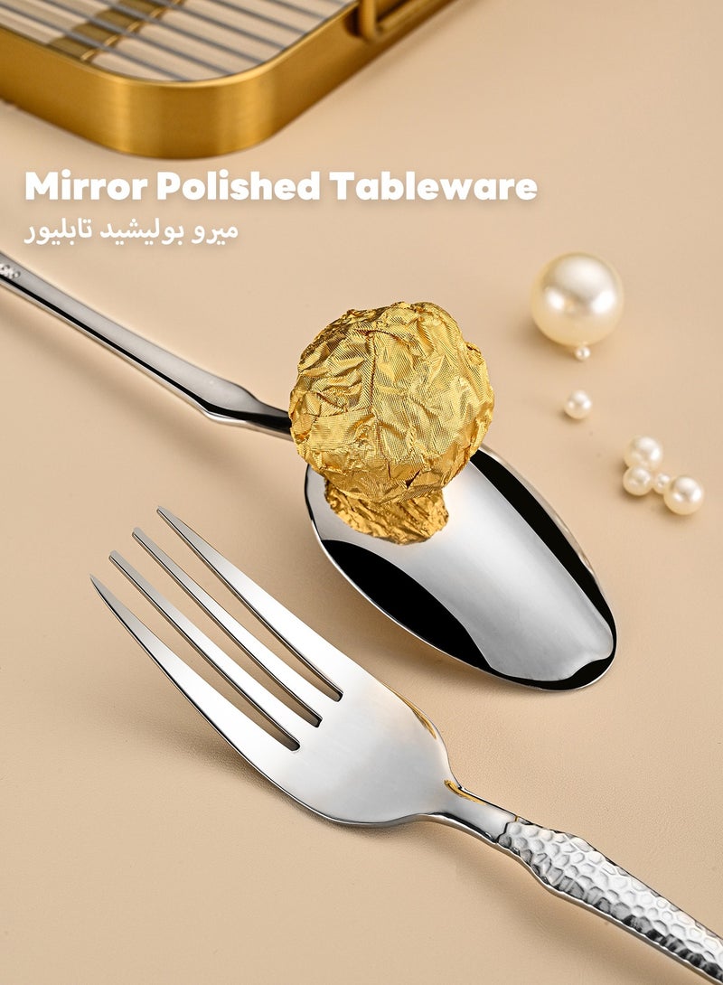 صن هوم مجموعة أدوات مائدة من الفولاذ المقاوم للصدأ من SUNHOME مكونة من 24 قطعة، مجموعة أدوات مطبخ غربية مناسبة للمنزل والمطبخ والمطعم والفندق والحفلات وتناول الطعام والنزهات، عبوة رائعة للهدايا - Image 2