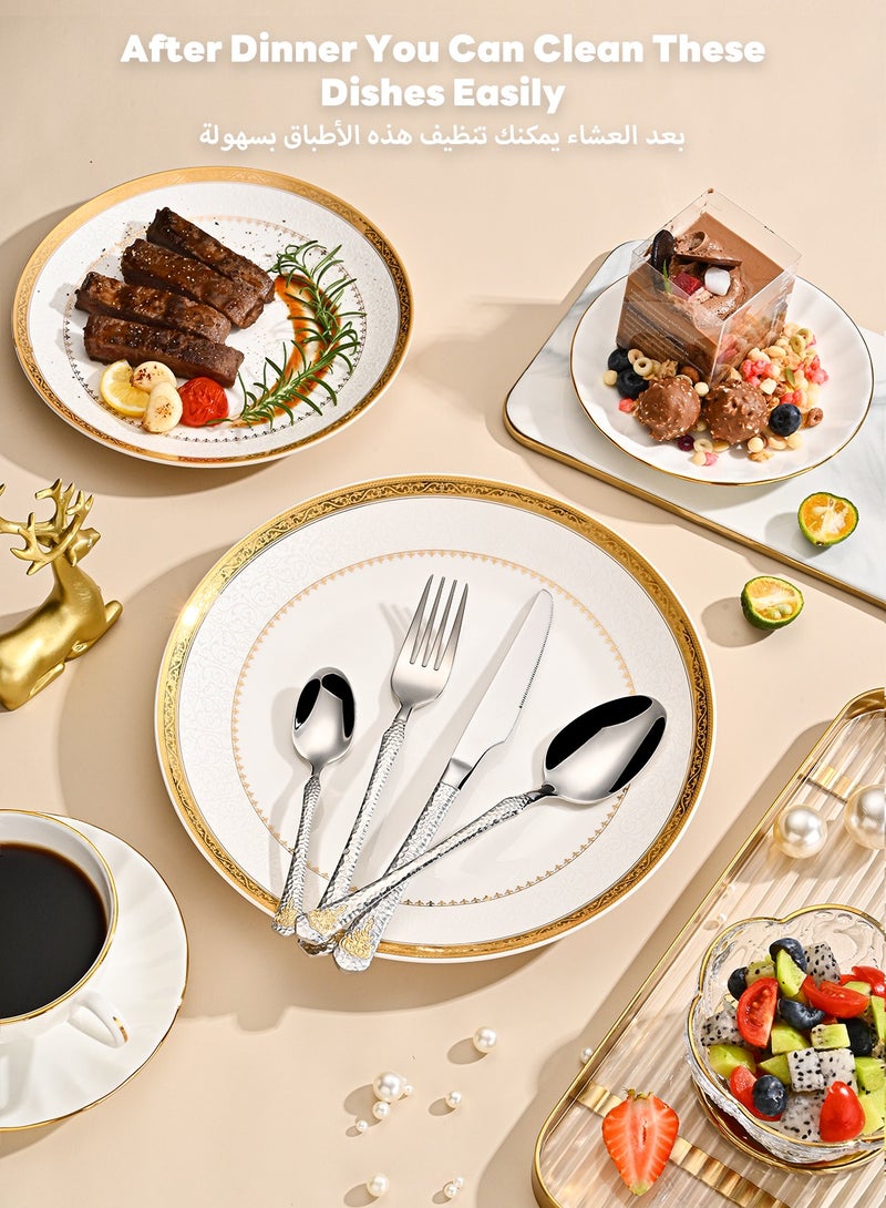 صن هوم مجموعة أدوات مائدة من الفولاذ المقاوم للصدأ من SUNHOME مكونة من 24 قطعة، مجموعة أدوات مطبخ غربية مناسبة للمنزل والمطبخ والمطعم والفندق والحفلات وتناول الطعام والنزهات، عبوة رائعة للهدايا - Image 5