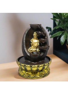 SPLICE SPLICE Resin Buddha Water Fountain with LED Light 3Tier Indoor Water Fountain for Home Decor Gift Office Decoration  - Image 1