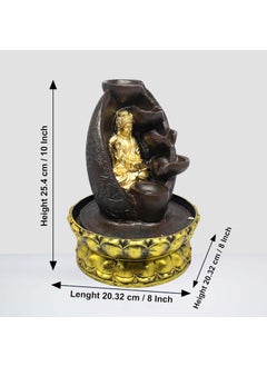 SPLICE SPLICE Resin Buddha Water Fountain with LED Light 3Tier Indoor Water Fountain for Home Decor Gift Office Decoration  - Image 2