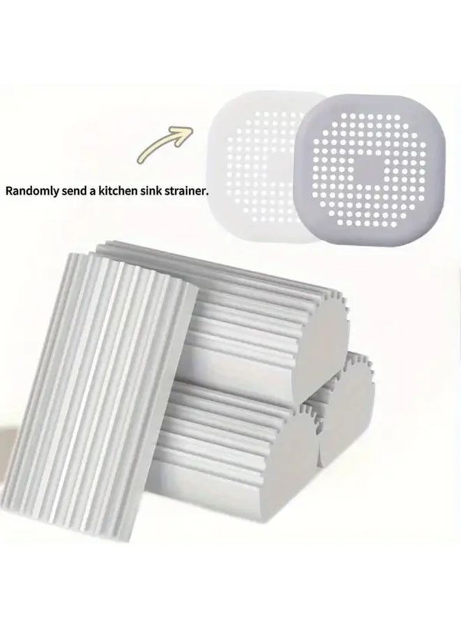 4pcs Gray Green Moisture Resistant Cleaning Sponges with Sink Strainer and Brush - Image 1