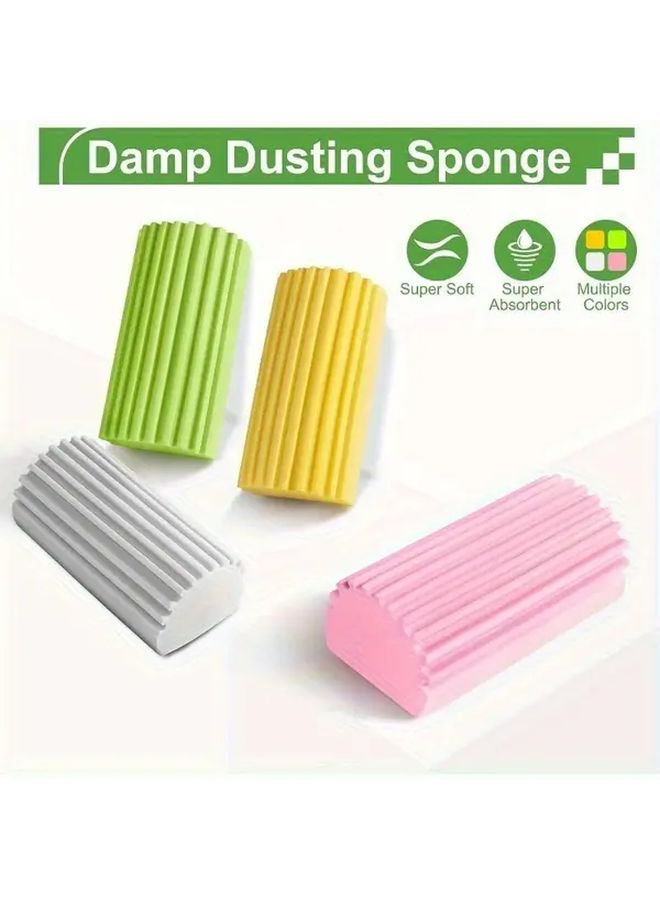 4pcs Gray Green Moisture Resistant Cleaning Sponges with Sink Strainer and Brush - Image 4