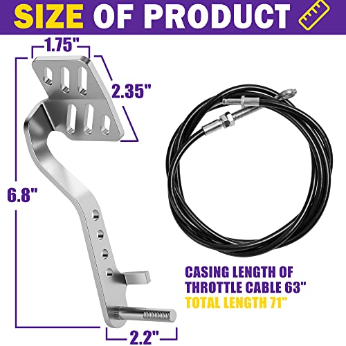HOWBOW Go Kart Pedals with Throttle Cable, Go Cart Brake Throttle Pedal with 71" Cable for 212cc 196cc 6.5hp Road Rocket, Azusa Fun Kart, Carter, Radio Flyer Kart Cart Racing Drift Trike, Vintage Type, DIY - Image 2