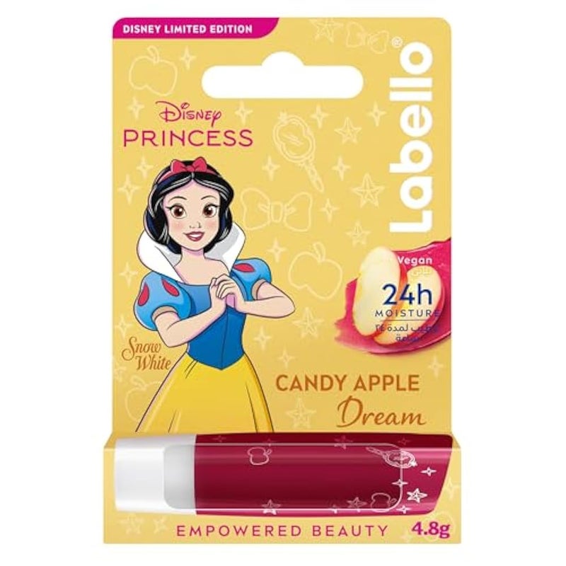 Labello Disney Princess Snow White Lip Balm for Kids, Candy Apple Dream Flavor, 24H Moisture, Caring, up to 100% Natural Origin Ingredients, for 3+ Year Kids, Vegan, 4.8g - Image 1
