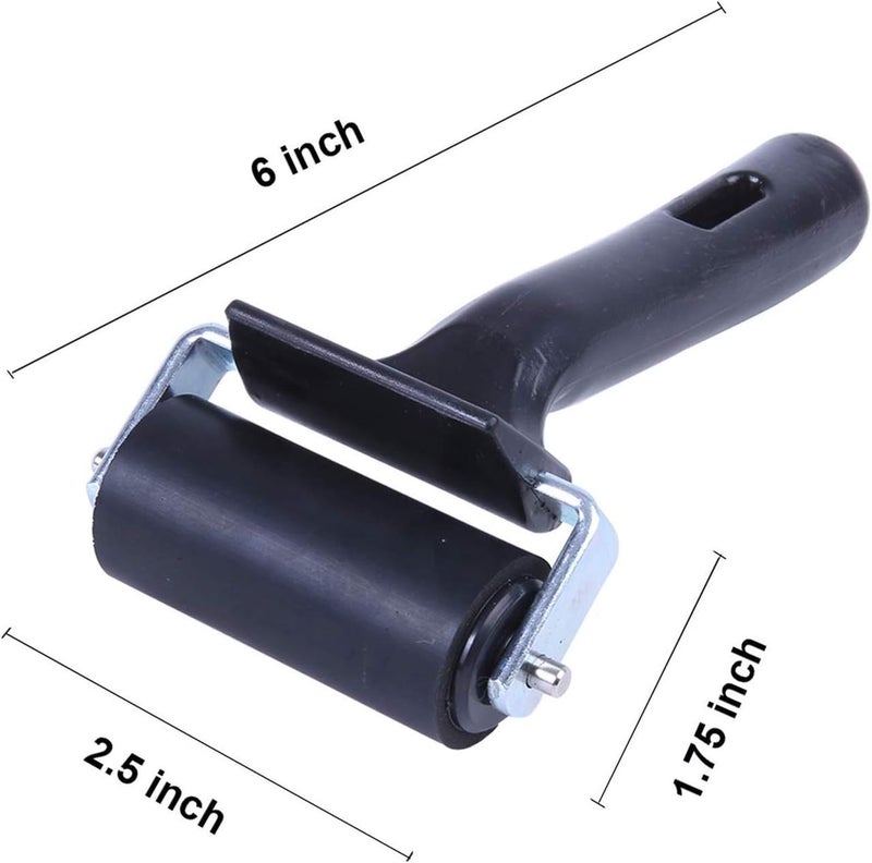ONTWIE 2.5 Inch Rubber Roller, Paint Brayer, Heavy Duty Steel Frame Art Craft Tool, Ideal for Anti Skid Tape Construction Tools, Print, Ink and Stamping Tools (Black) - Image 2