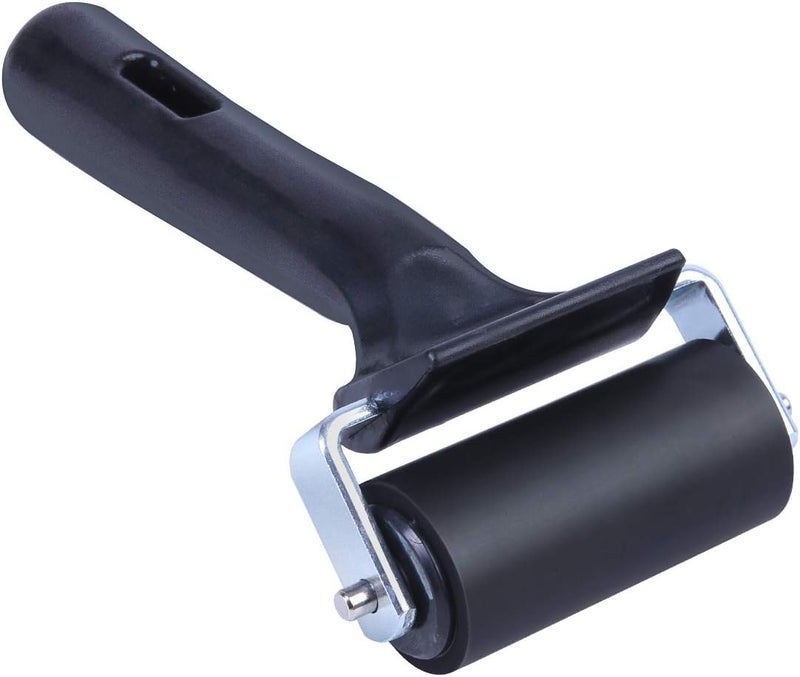 ONTWIE 2.5 Inch Rubber Roller, Paint Brayer, Heavy Duty Steel Frame Art Craft Tool, Ideal for Anti Skid Tape Construction Tools, Print, Ink and Stamping Tools (Black) - Image 1