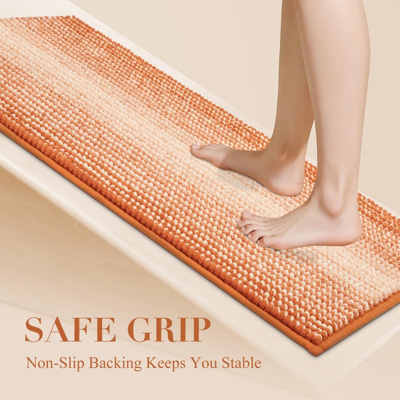 BSICPRO Bathroom Rugs, Bath Mat Rug for Bathroom Non Slip 17 x 24 Inches Water Absorbent Chenille Floor Mats Machine Washable (Pumpkin Orange) - Image 4