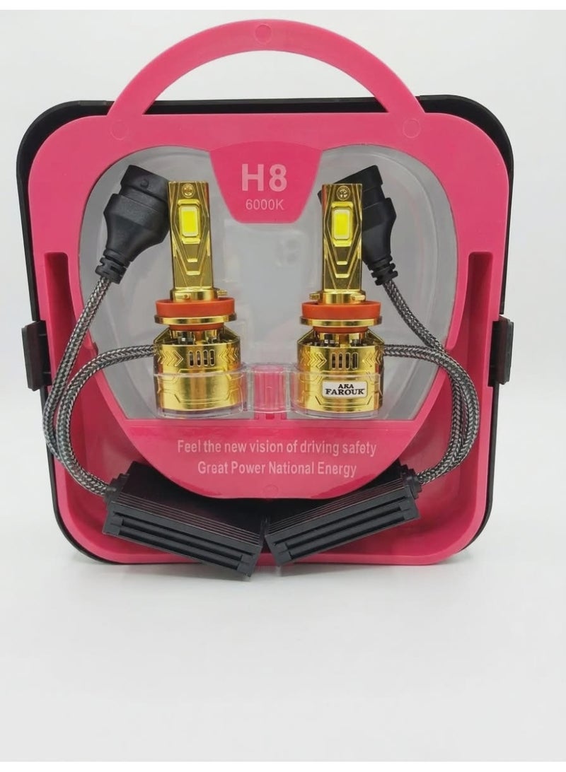 أما طقم لمبات ليد للسيارة H8 – 100 واط – إضاءة LED بيضاء فائقة السطوع – زوج لمبات - Image 3