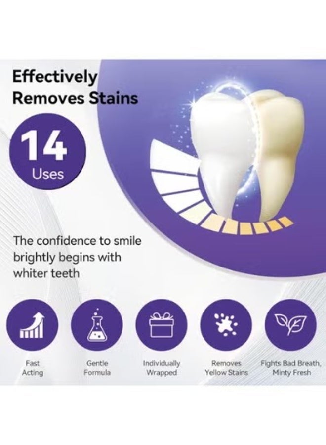 Feimuko Purple Teeth Whitening Strips for Sensitive Teeth, Enamel-Safe Color Correcting Tooth Whitener, Effectively Removes Stubborn Stains, Fast Acting & Non-Slip Grip, 14 Strips - Image 3