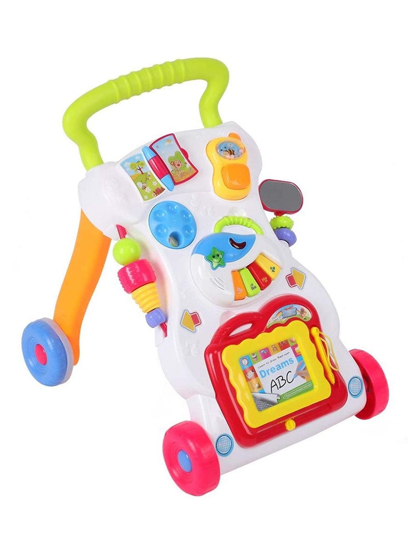 HUNGER Sit-to-Stand Learning Walker Tenlso Baby Walking Toys,Push Pull Toys - Adjust Speed, Non-Slip, Prevention O-Leg With Music,Mirror,Book - 0-3 Year Old  - Image 2