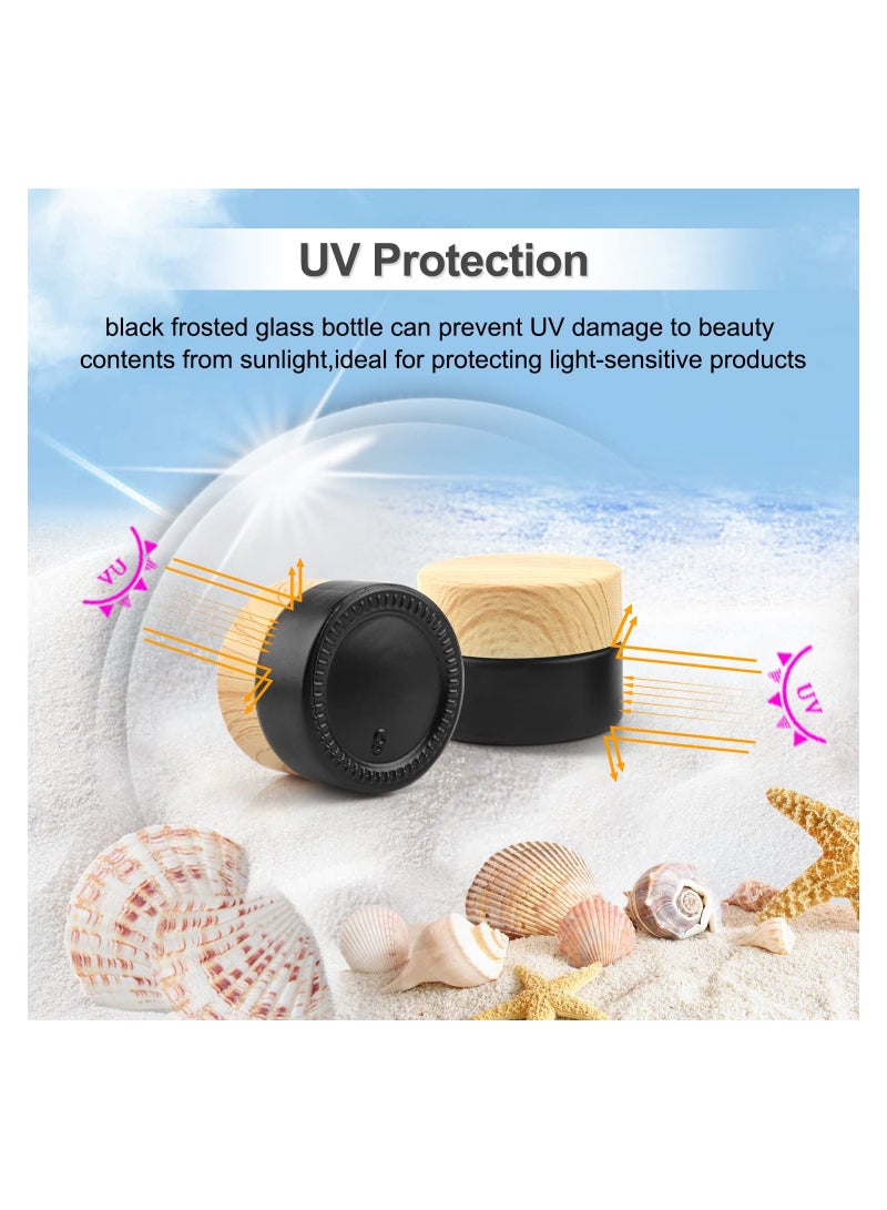 Excefore 12 Pcs Black Frosted Glass Jar 5g Cosmetic Cream Jar Empty Refillable Sample Jars Travel Makeup Container Pot Jar For Cosmetic, Lotion, Cream - Image 4