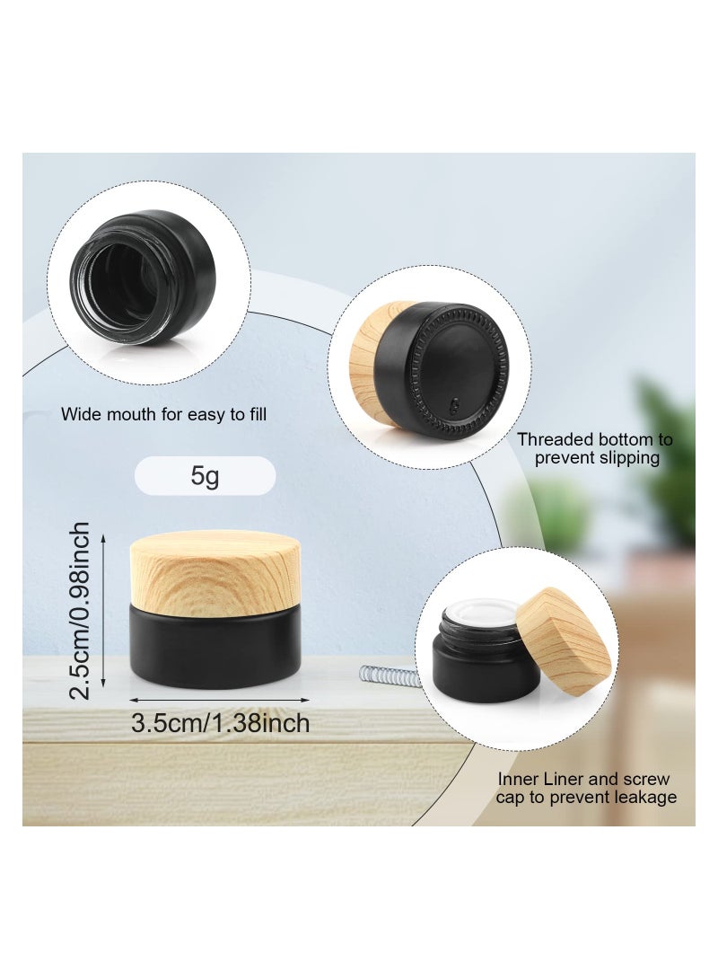 Excefore 12 Pcs Black Frosted Glass Jar 5g Cosmetic Cream Jar Empty Refillable Sample Jars Travel Makeup Container Pot Jar For Cosmetic, Lotion, Cream - Image 2