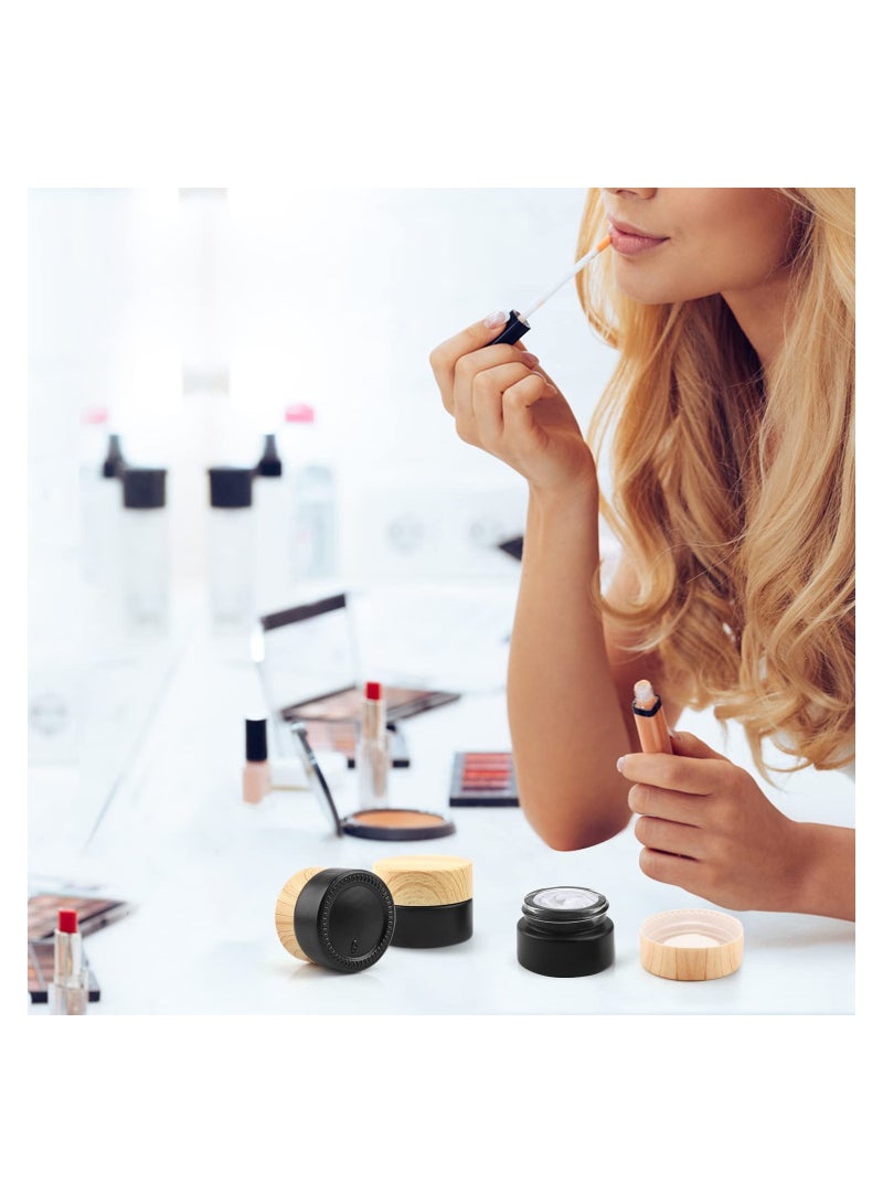 Excefore 12 Pcs Black Frosted Glass Jar 5g Cosmetic Cream Jar Empty Refillable Sample Jars Travel Makeup Container Pot Jar For Cosmetic, Lotion, Cream - Image 3