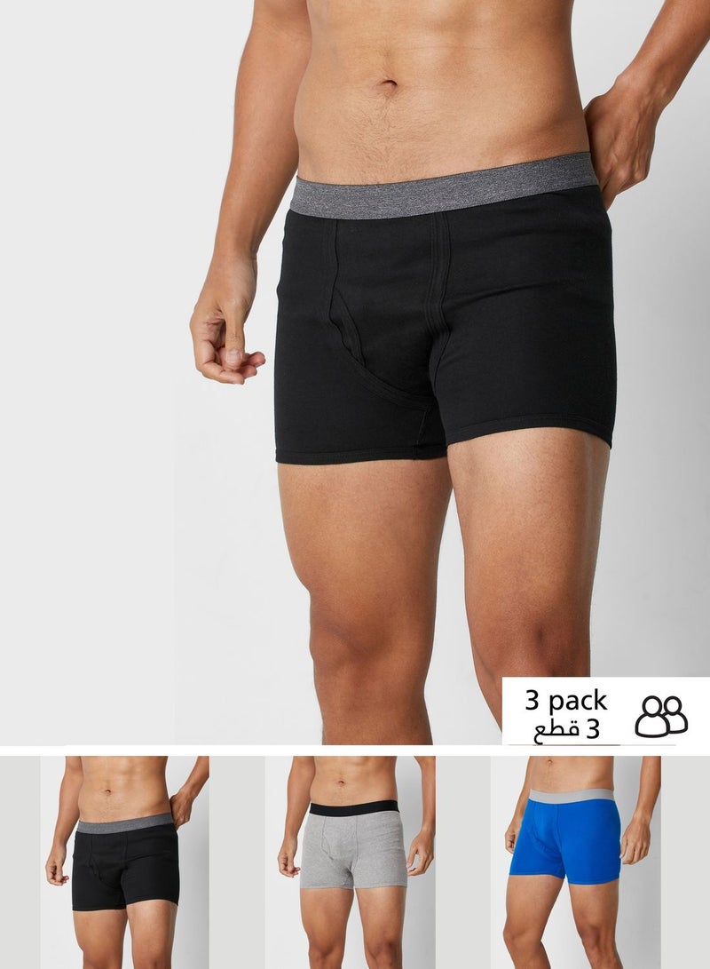 Seventy Five Basics 3 Pack Contrast Band Trunks With Antibacterial Finish  - Image 1