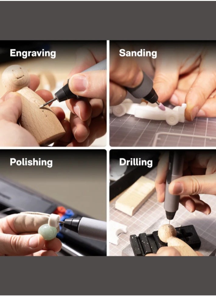 HOTO Mini Electric Grinder – Rotary Tool for DIY, Crafting, Engraving, Polishing, Sanding, Drilling – Brushless Motor, Stepless Speed Control, Cordless/Corded, USB Rechargeable, Lightweight 97g, 15000–22000 RPM, 30min Runtime  - Image 3