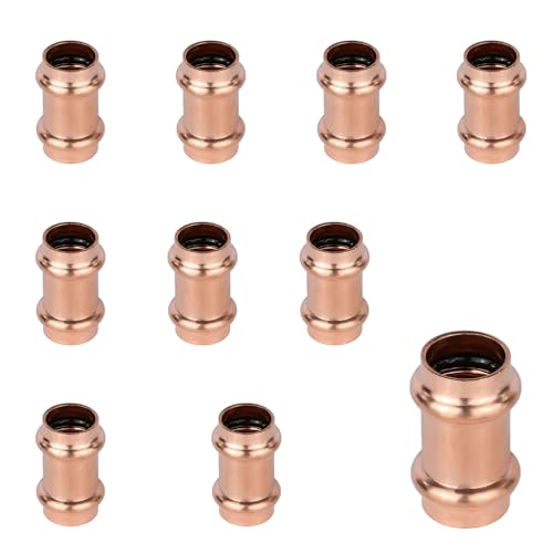 EFIELD Pack of 10 EFIELD 34 x 34 Copper Press Fit Coupling Fittings No Stop Pro Pack 34inchPRESS026 - Image 1