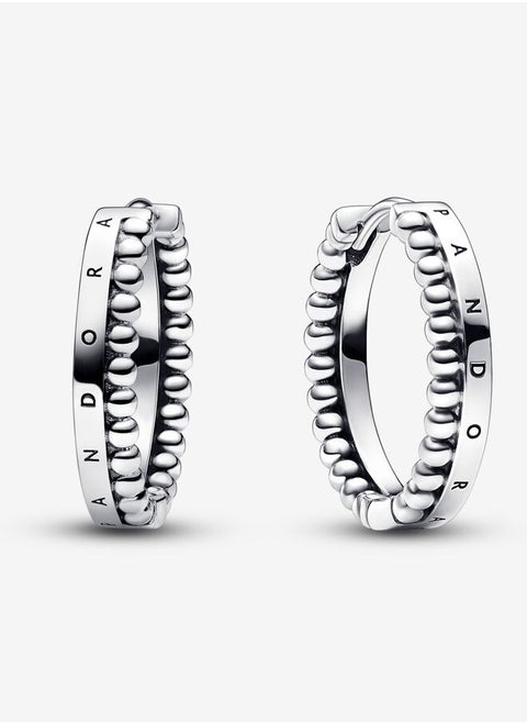 Pandora Signature logo and bead earrings