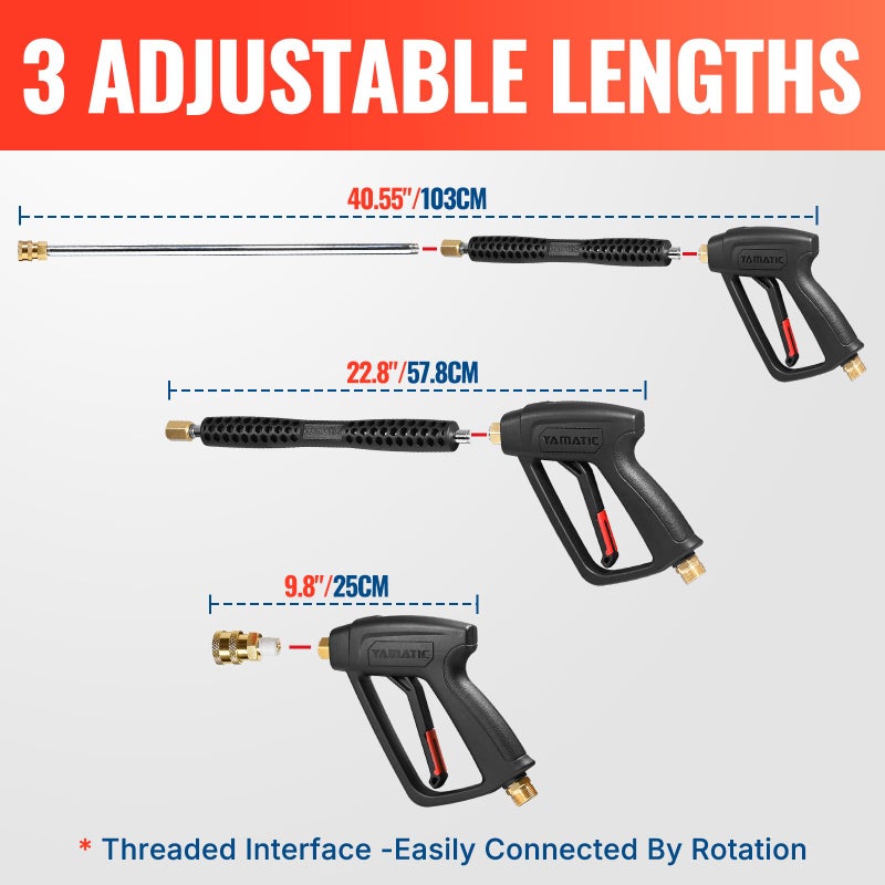 YAMATIC Pressure Washer Gun and Wand with 5 Spray Nozzles, M22-14mm & M22-15mm Fitting Replacement for Ryobi, Karcher, Greenworks, Craftsman, Troy bilt Power Washers, 4000 PSI - Image 2