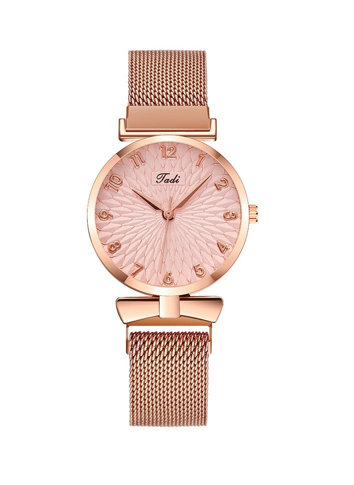 Generic Fashionable Ladies Watch Digital Sun Pattern Student Watch Quartz Watch (Pink Gold)  - Image 1