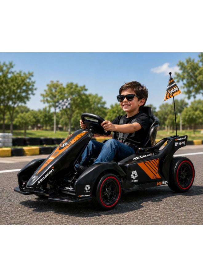 McLaren Kids Electric Go Kart Ride-On Racing Car with Dual Motor & Remote Control-orange - Image 3