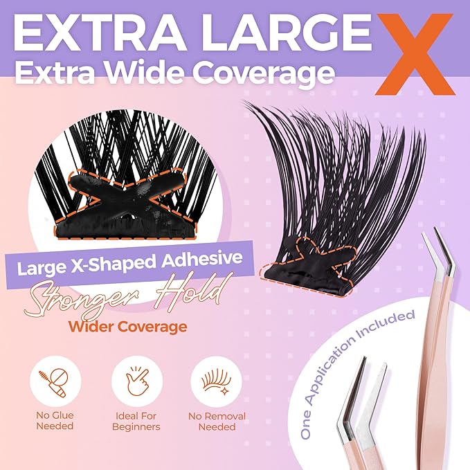 LASHVIEW Self Adhesive EyelashesPress On Lash Clusters Includes 72 Clusters 1 Applicator Easy to Apply 1016mm Reusable Strip Lashes No Damage Reusable Lashes Self Adhesive No Sticky N03 - Image 2