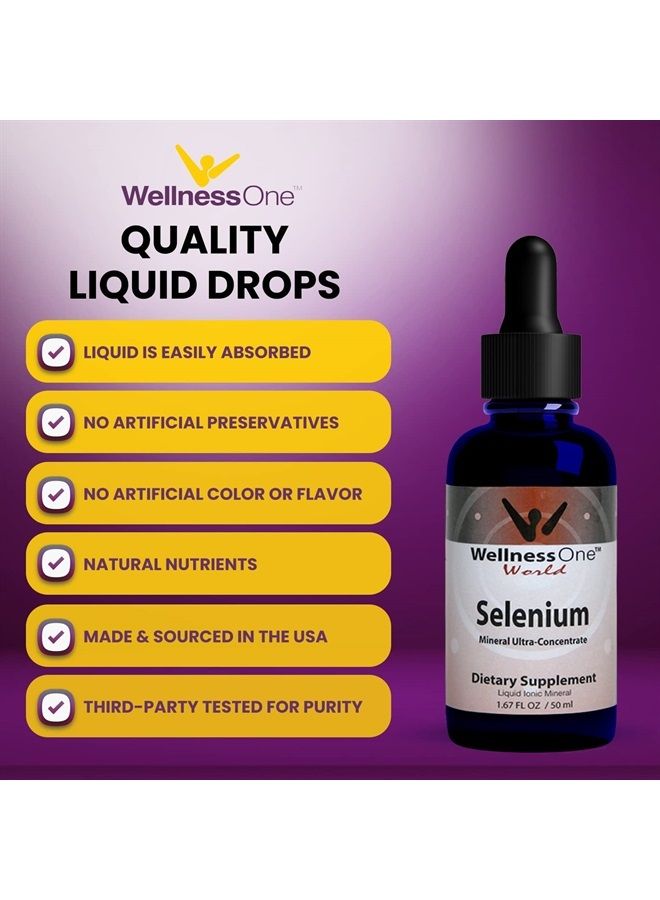 WellnessOne Selenium Supplement - Selenium Drops for Heart Health & Thyroid Support - Essential Trace Minerals that Boost Immunity & Help Form Antioxidant Enzymes - Good for Kids, Men & Women - 1.67fl - Image 4